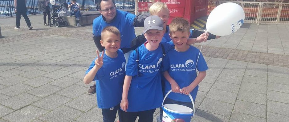 Oliver and friends at the CLAPA Cardiff Bay Sponsored Walk