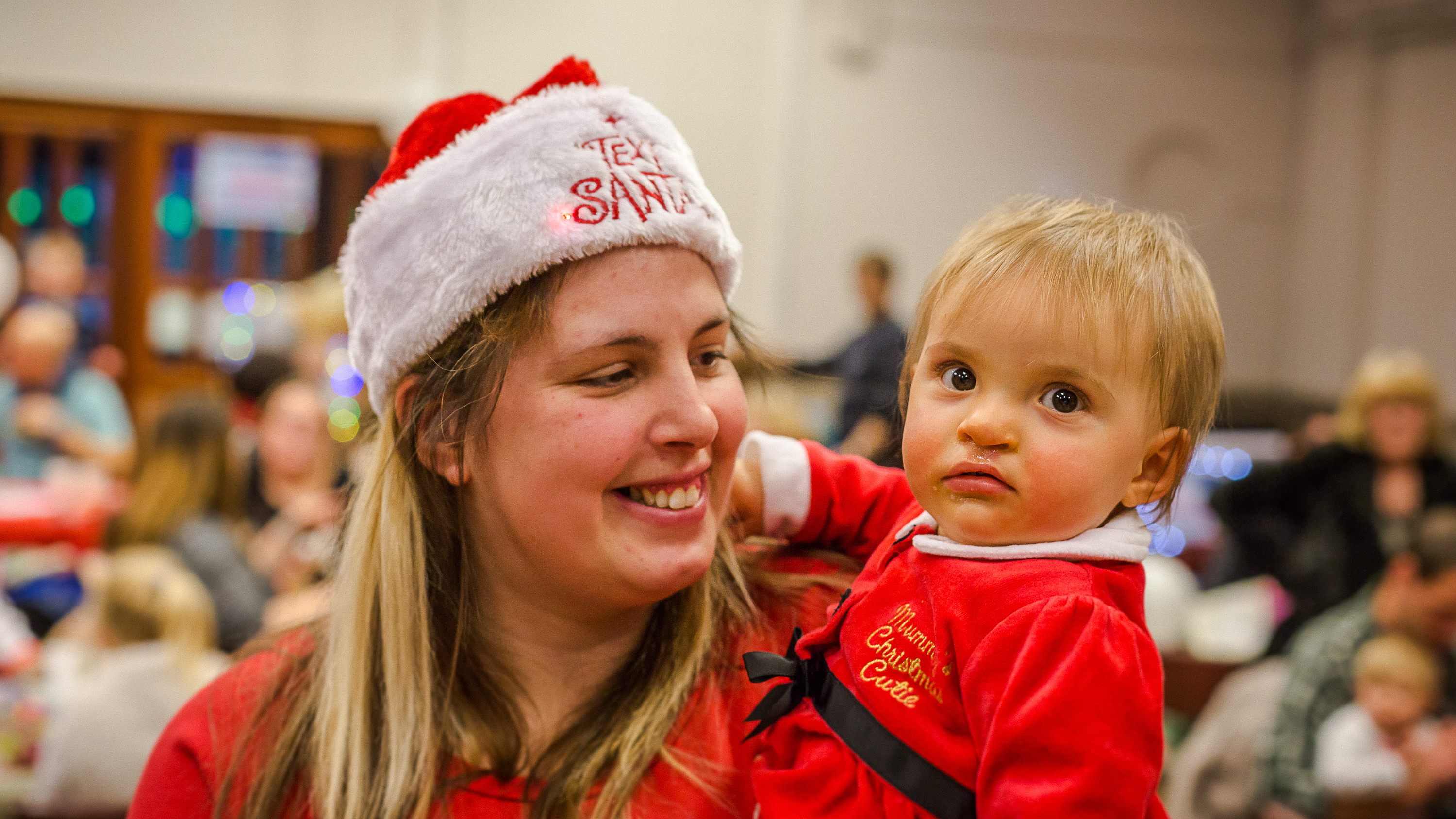 A mum and daughter at a CLAPA Christmas Party