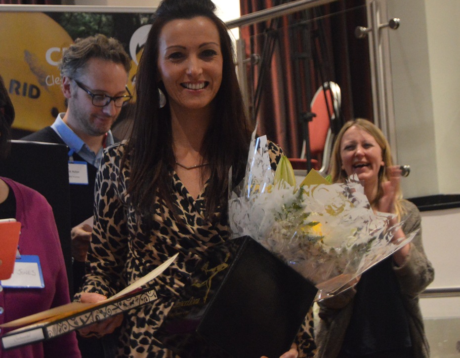 Charlotte with her Super Star Fundraiser award in 2015