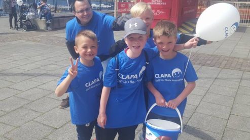 Oliver and friends at the CLAPA Cardiff Bay Sponsored Walk